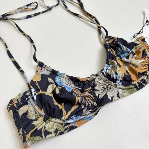 SIR Enid Balconette Bathing Suit Top NWT Bikini Navy Blue Floral 3 8 Delia Print - Picture 4 of 14